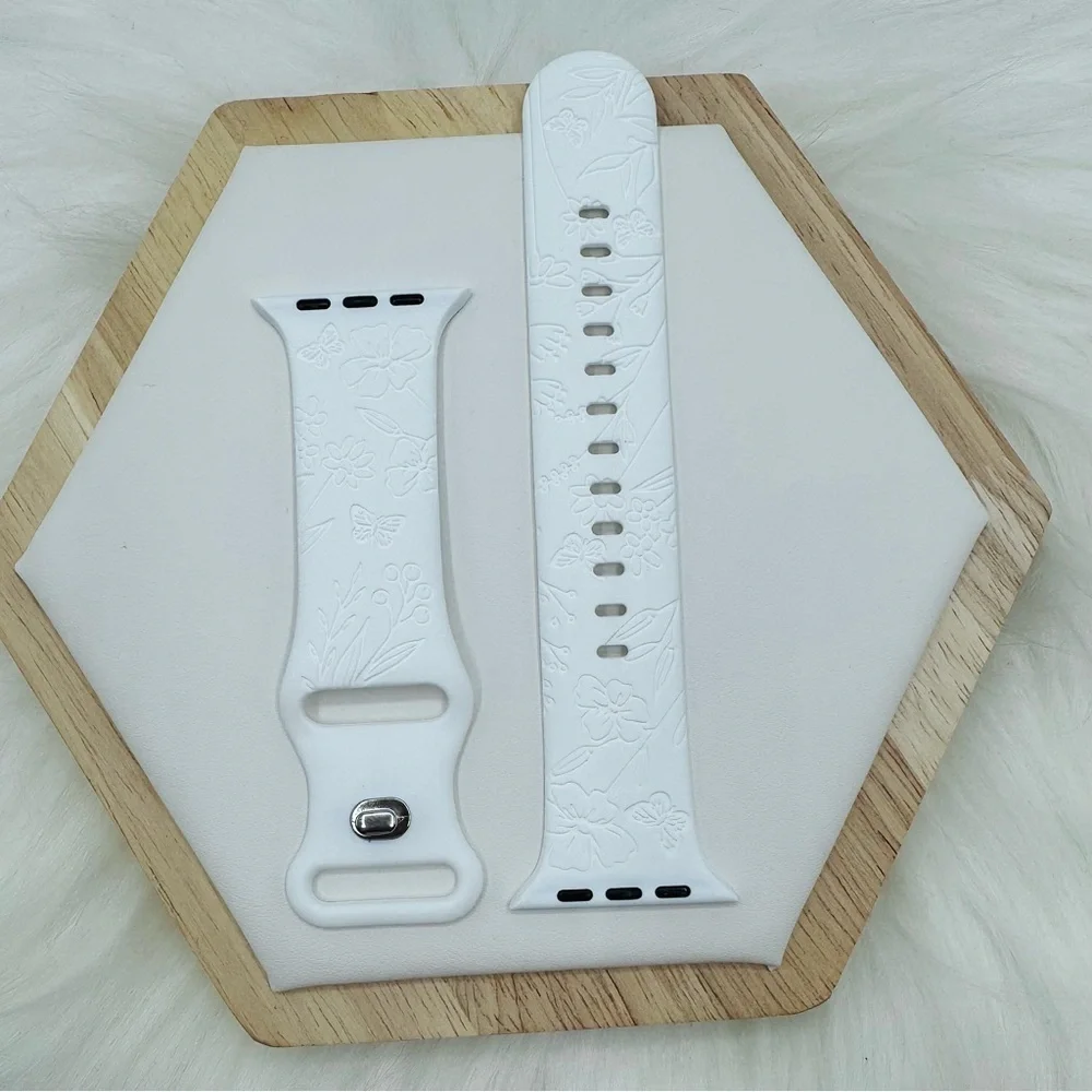 New Floral Design Apple Watch Bands  38mm 40mm 41mm in Snow White